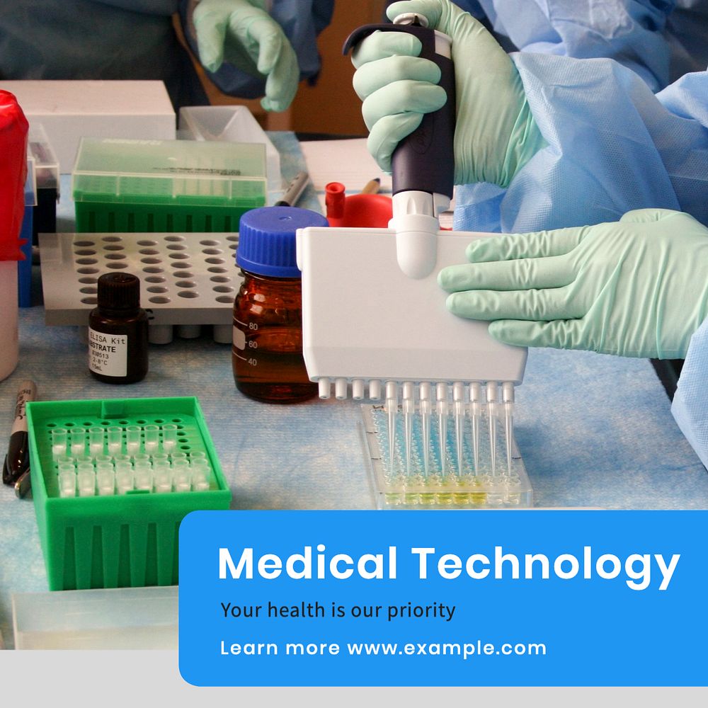 Medical technology Instagram post template, editable text