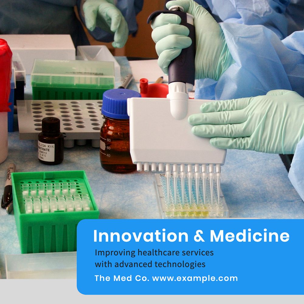 Innovation & medicine Instagram post template, editable text