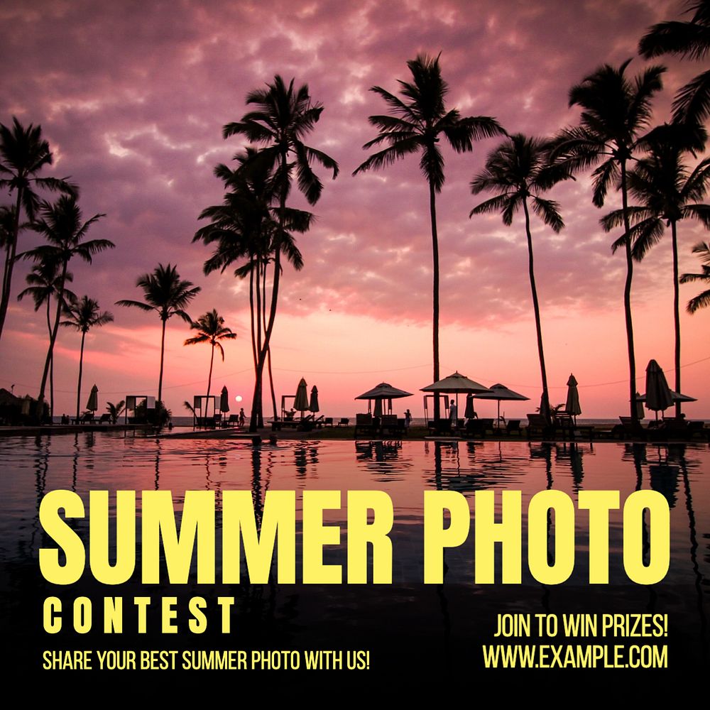 Summer photo contest Instagram post template, editable text