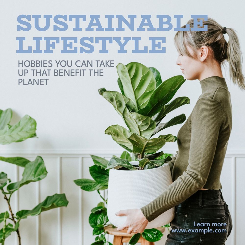 Sustainable lifestyle Instagram post template, editable text