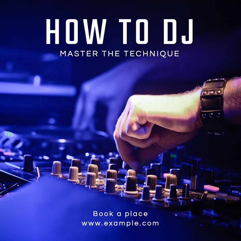 DJ masterclass Instagram post template, editable text