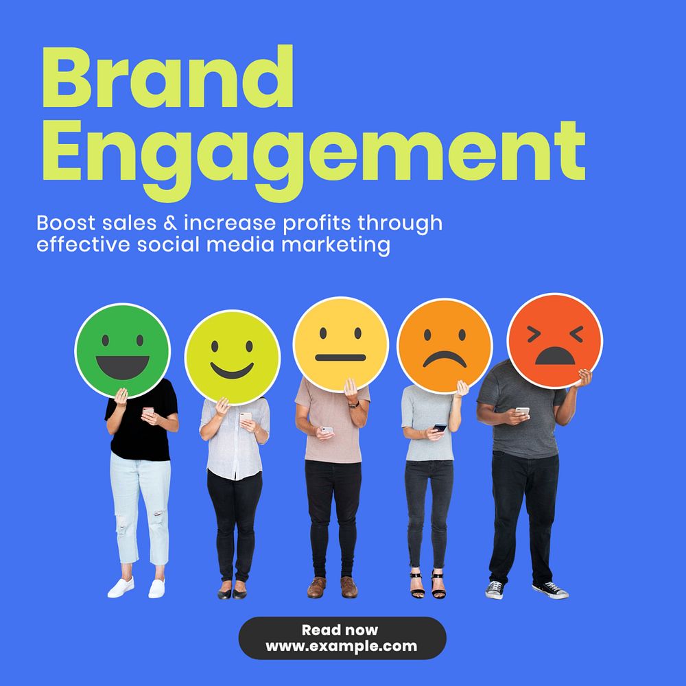 Brand engagement Instagram post template, editable text