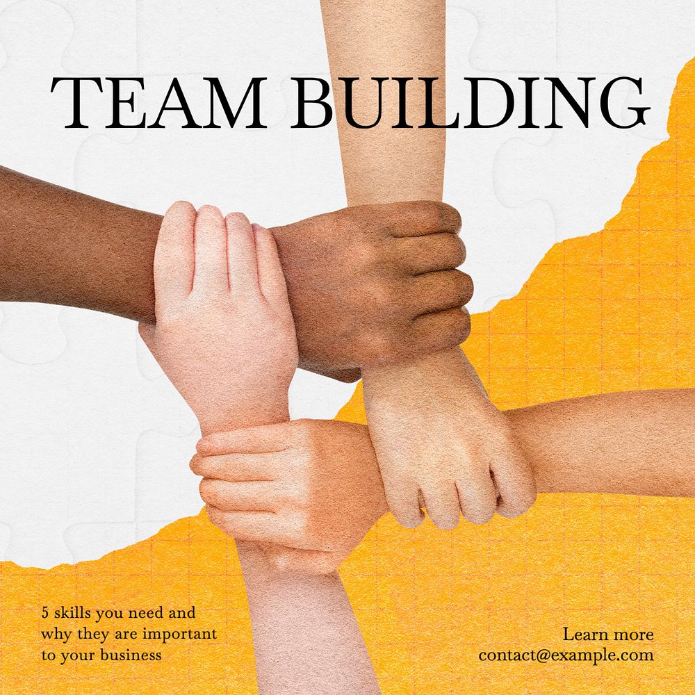 Team building skills Instagram post template, editable text