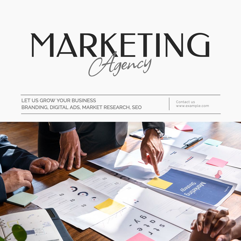 Marketing agency Instagram post template, editable text