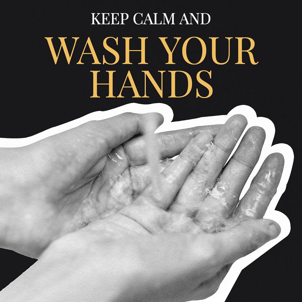 Wash your hands Instagram post template, editable text