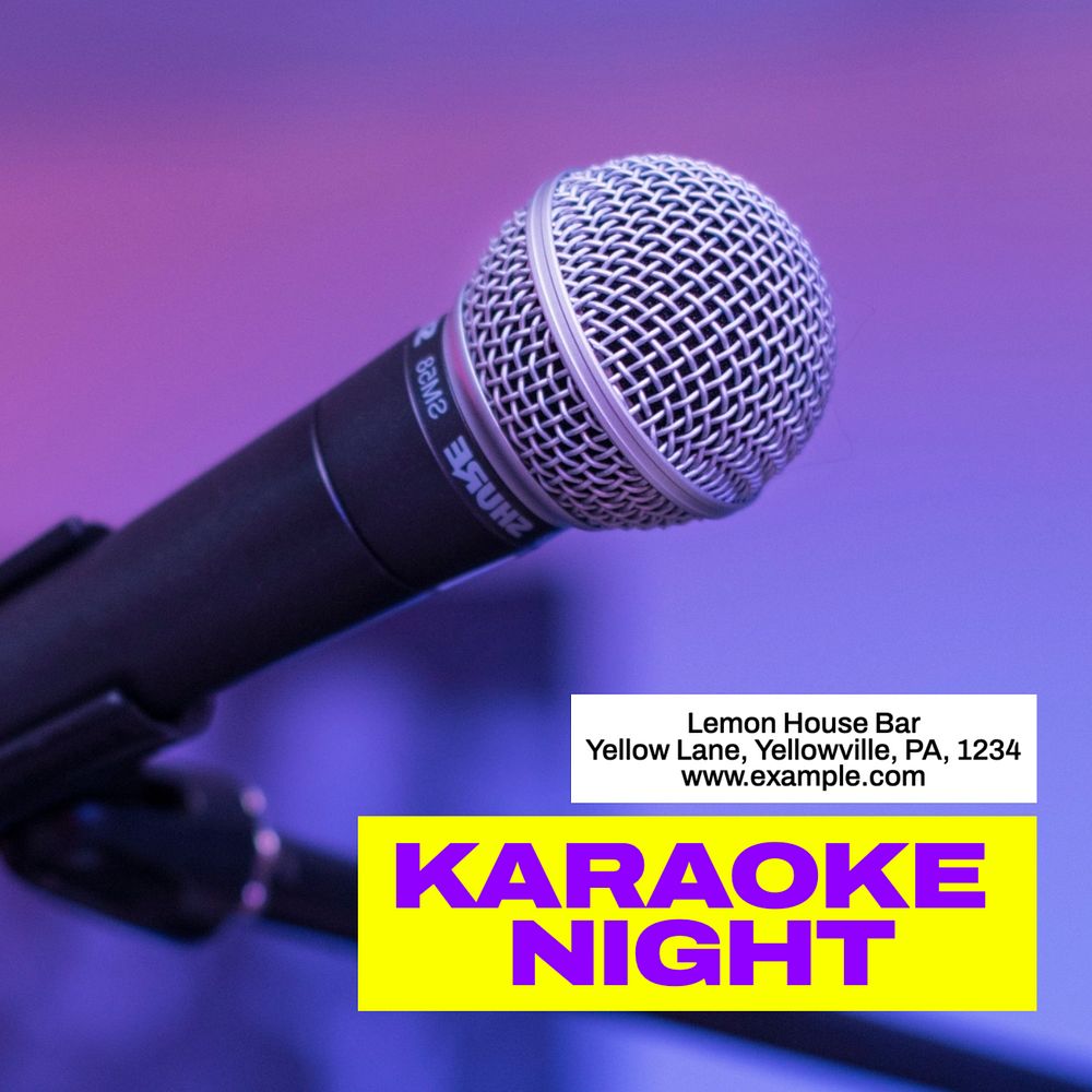 Karaoke night Instagram post template, editable text