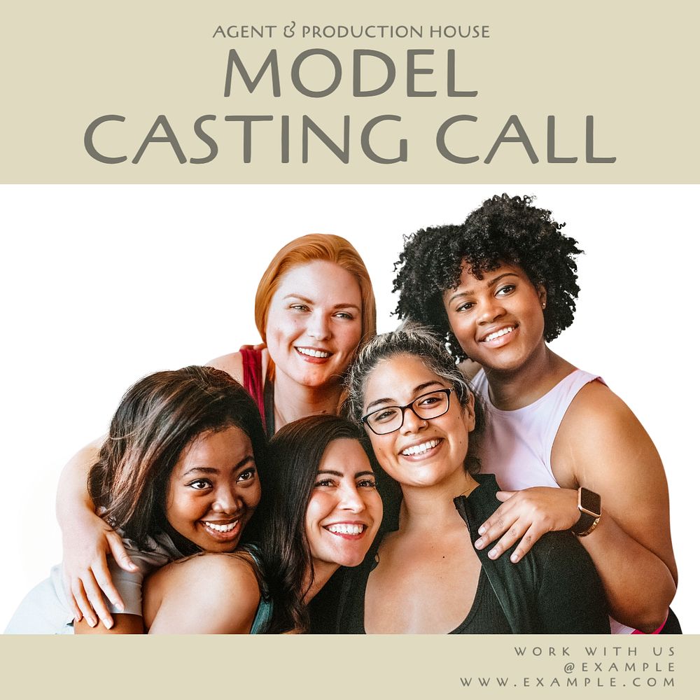 Model casting call Instagram post template, editable text