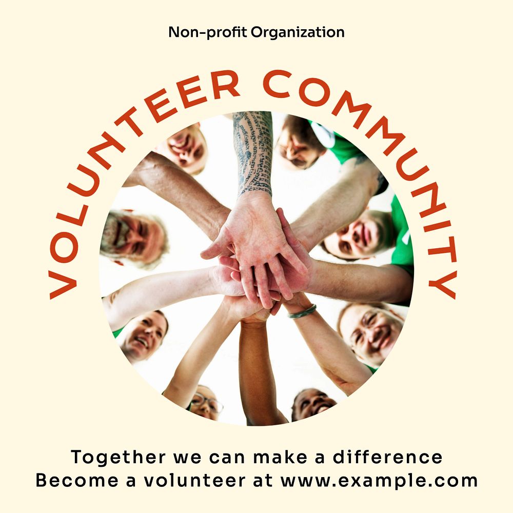 Volunteer community Instagram post template, editable text