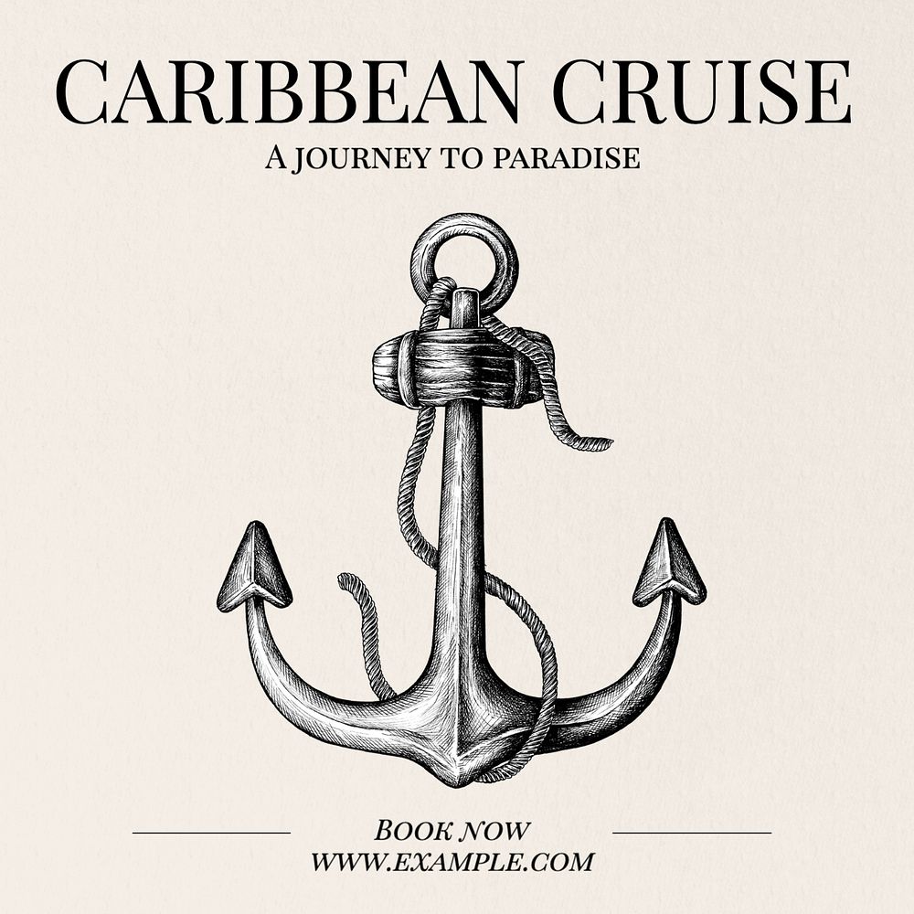 Caribbean cruise Instagram post template, editable text