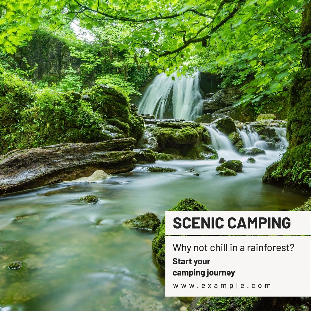 Camping Instagram post template, editable text