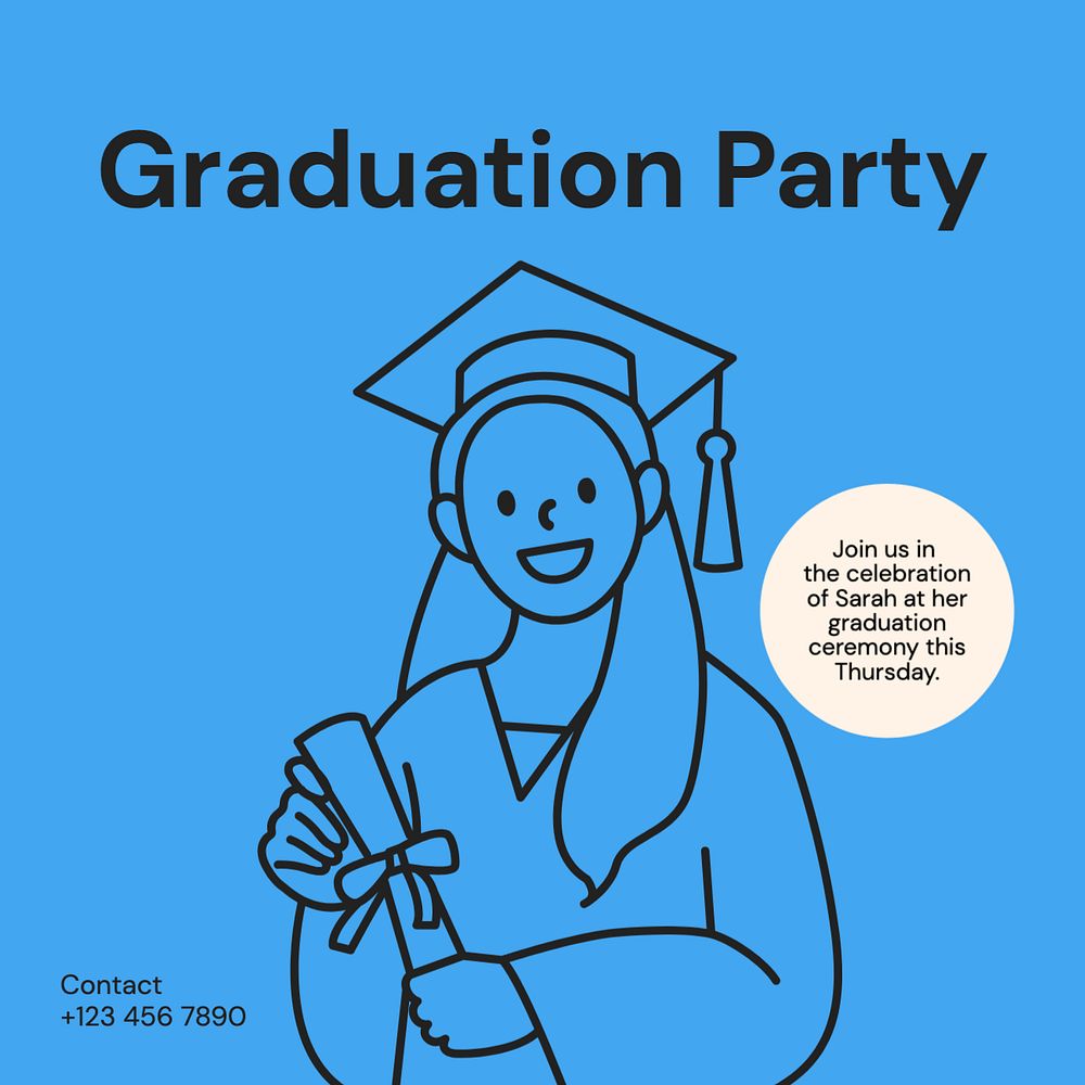 Graduation Instagram post template, editable text