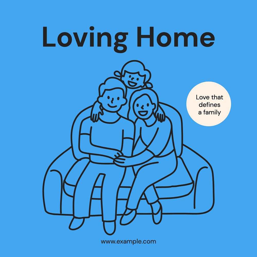 Loving home Instagram post template, editable text