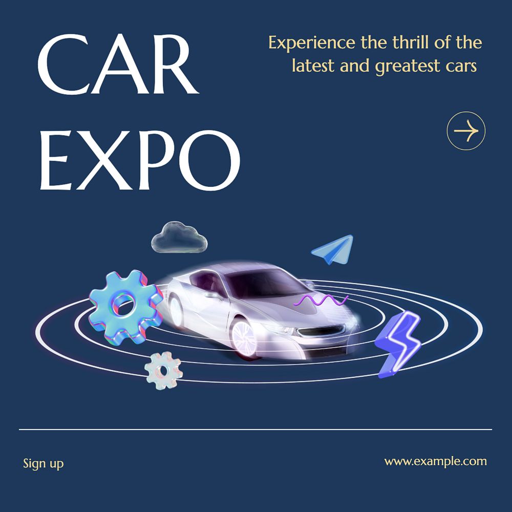 Car expo Instagram post template, editable text