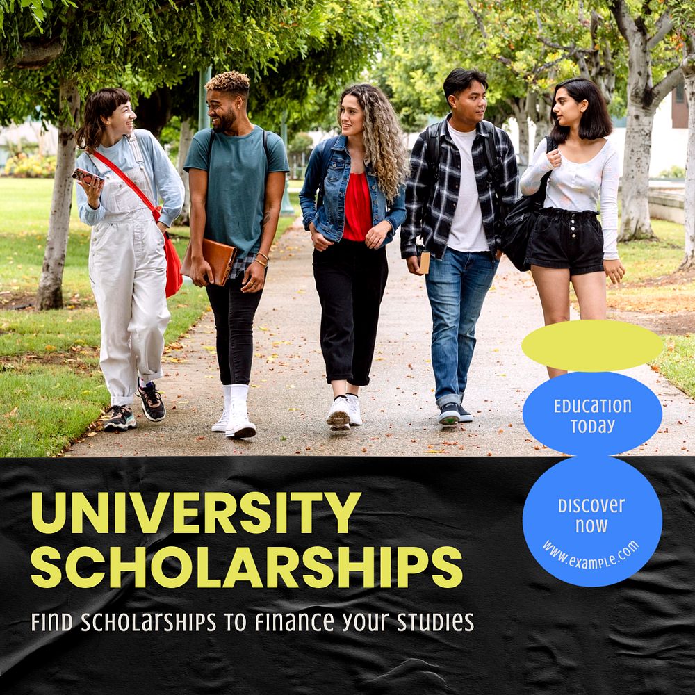 University scholarship  Instagram post template, editable text