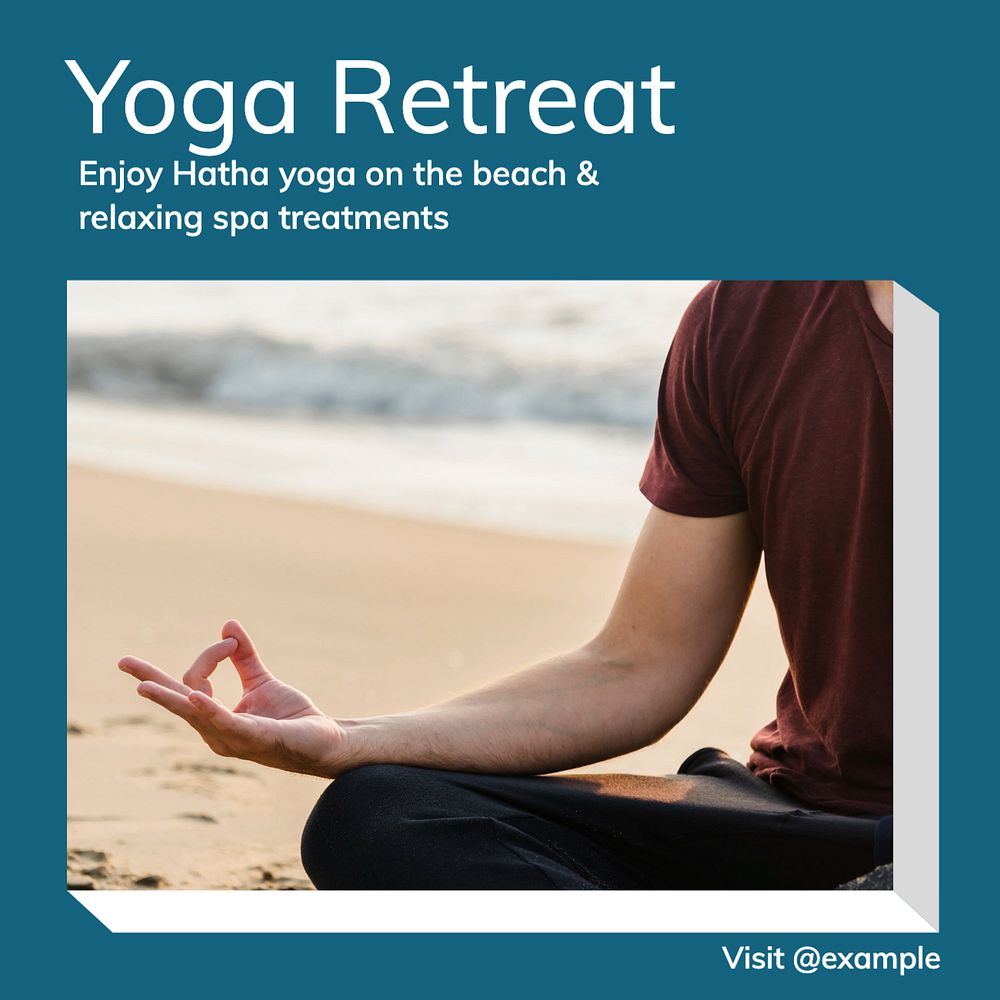 Yoga retreat Instagram post template, editable text