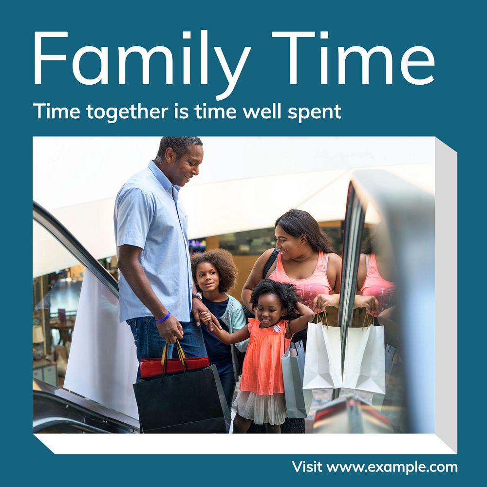 Family time Instagram post template, editable text