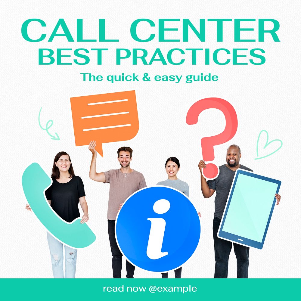 Call center Instagram post template, editable text