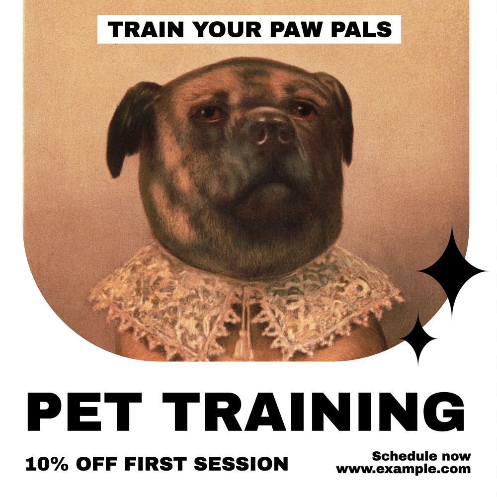 Pet training Instagram post template, editable text