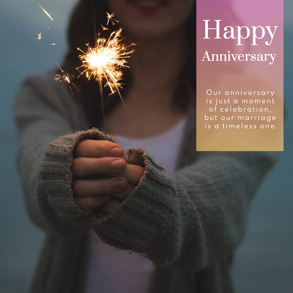 Happy anniversary Instagram post template, editable text