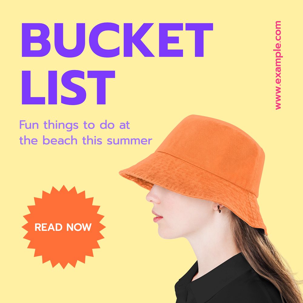 Bucket list Instagram post template, editable text