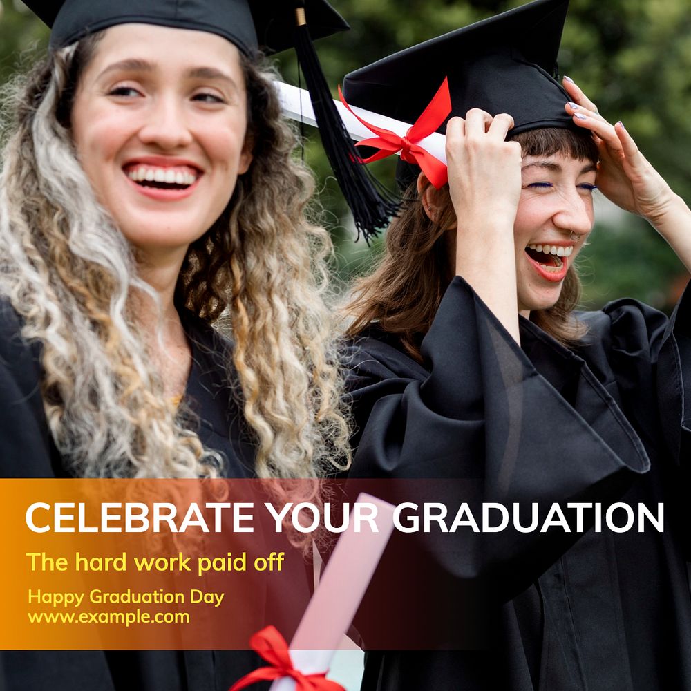 Graduation Instagram post template, editable text