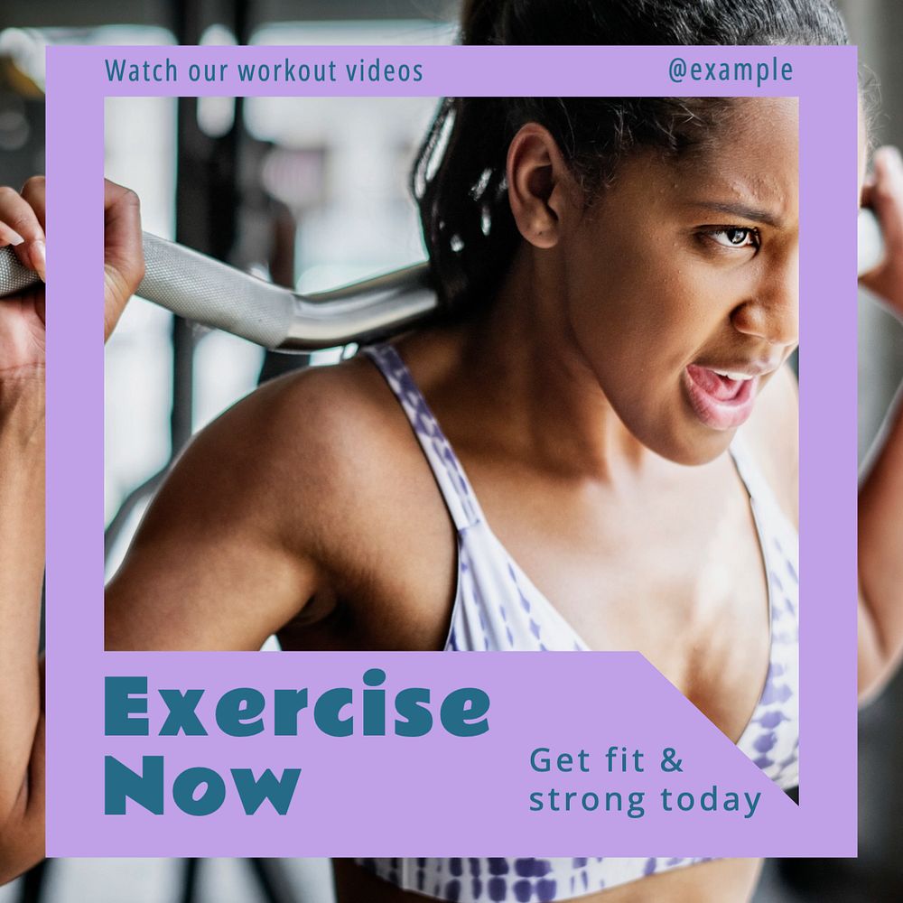 Exercise now Instagram post template, editable text