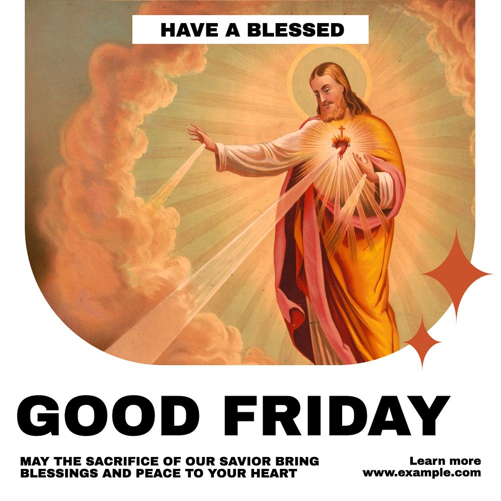 Good Friday celebration Instagram post template, editable text