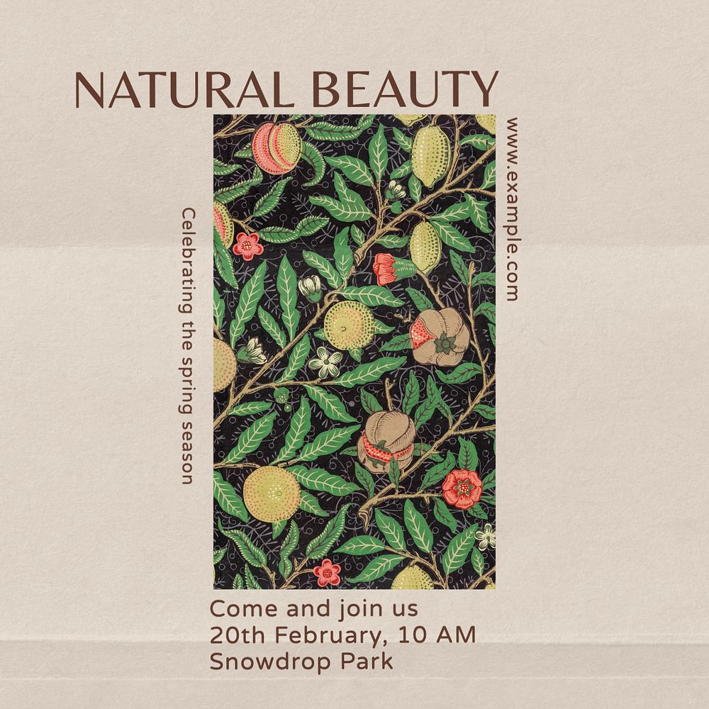 Natural beauty Instagram post template, editable text