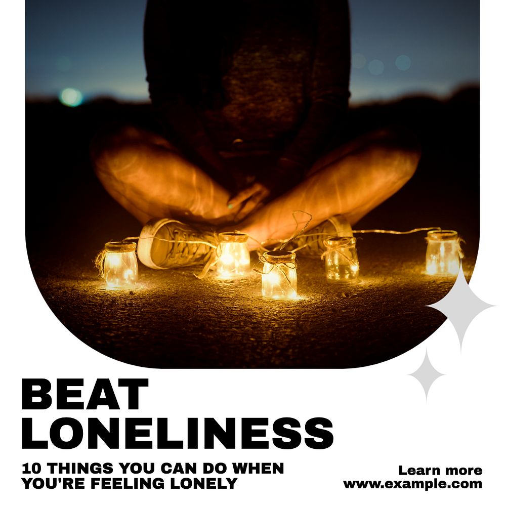 Beat loneliness Instagram post template, editable text