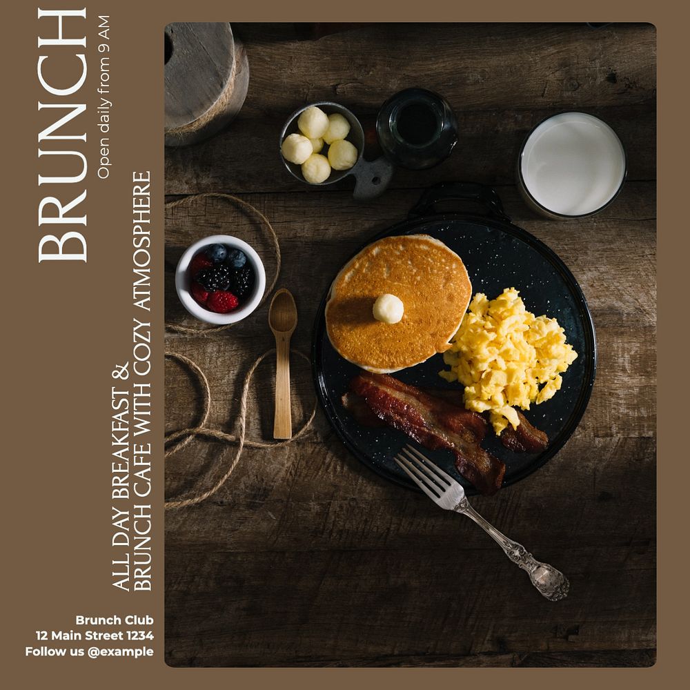 Brunch Instagram post template, editable text