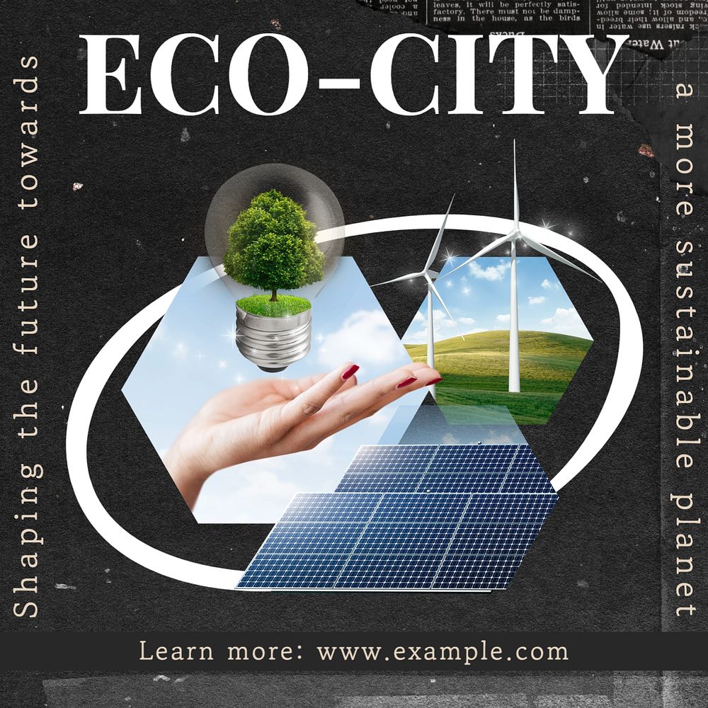 Eco-city Instagram post template, editable text