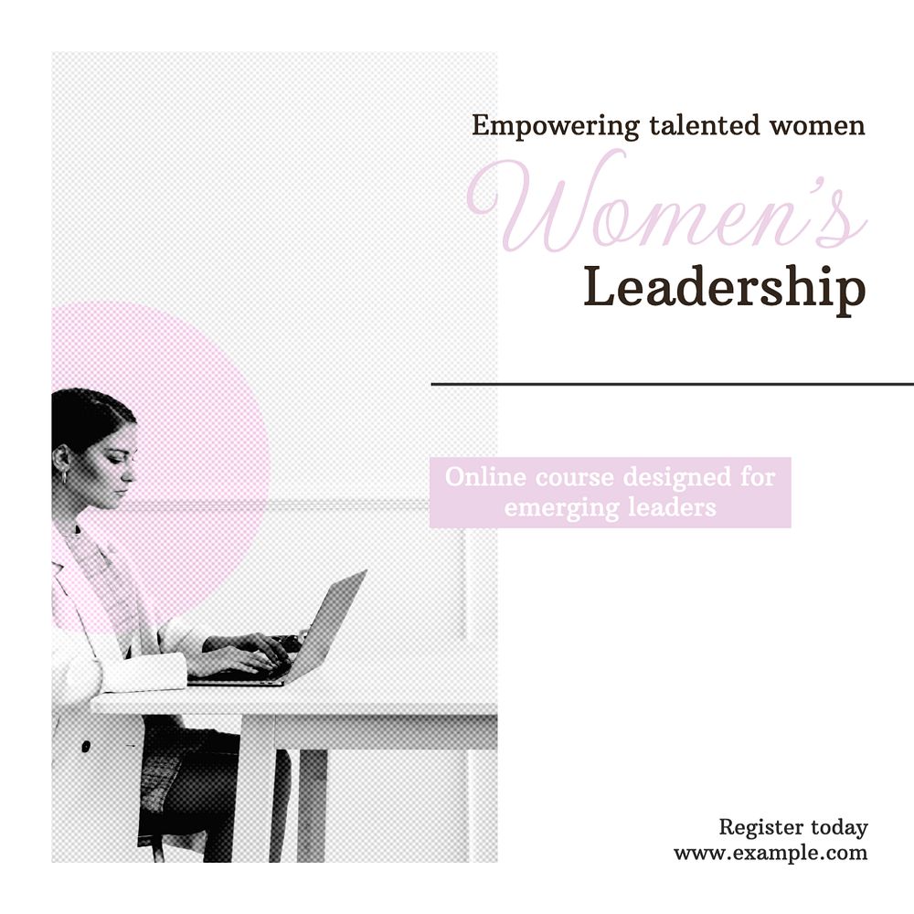 Women's leadership course Instagram post template, editable text