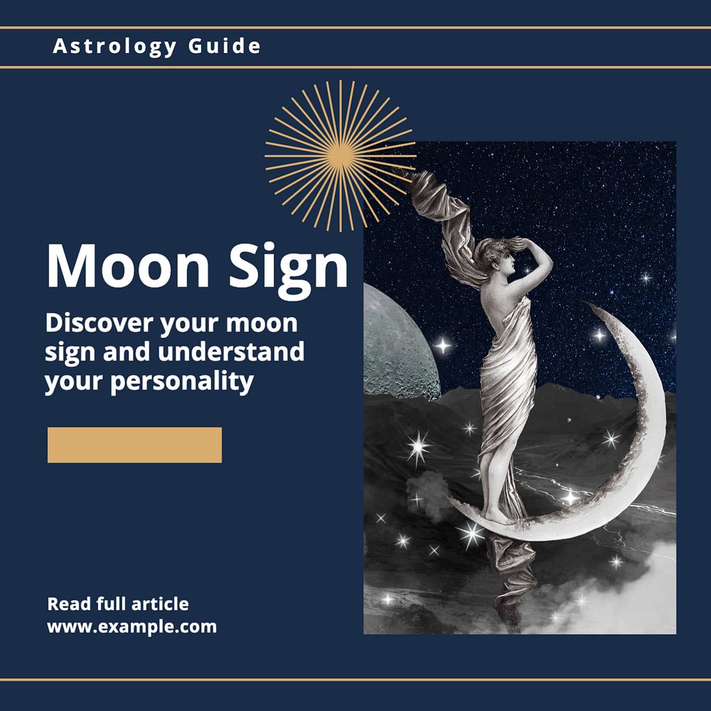 Moon astrology Instagram post template, editable text