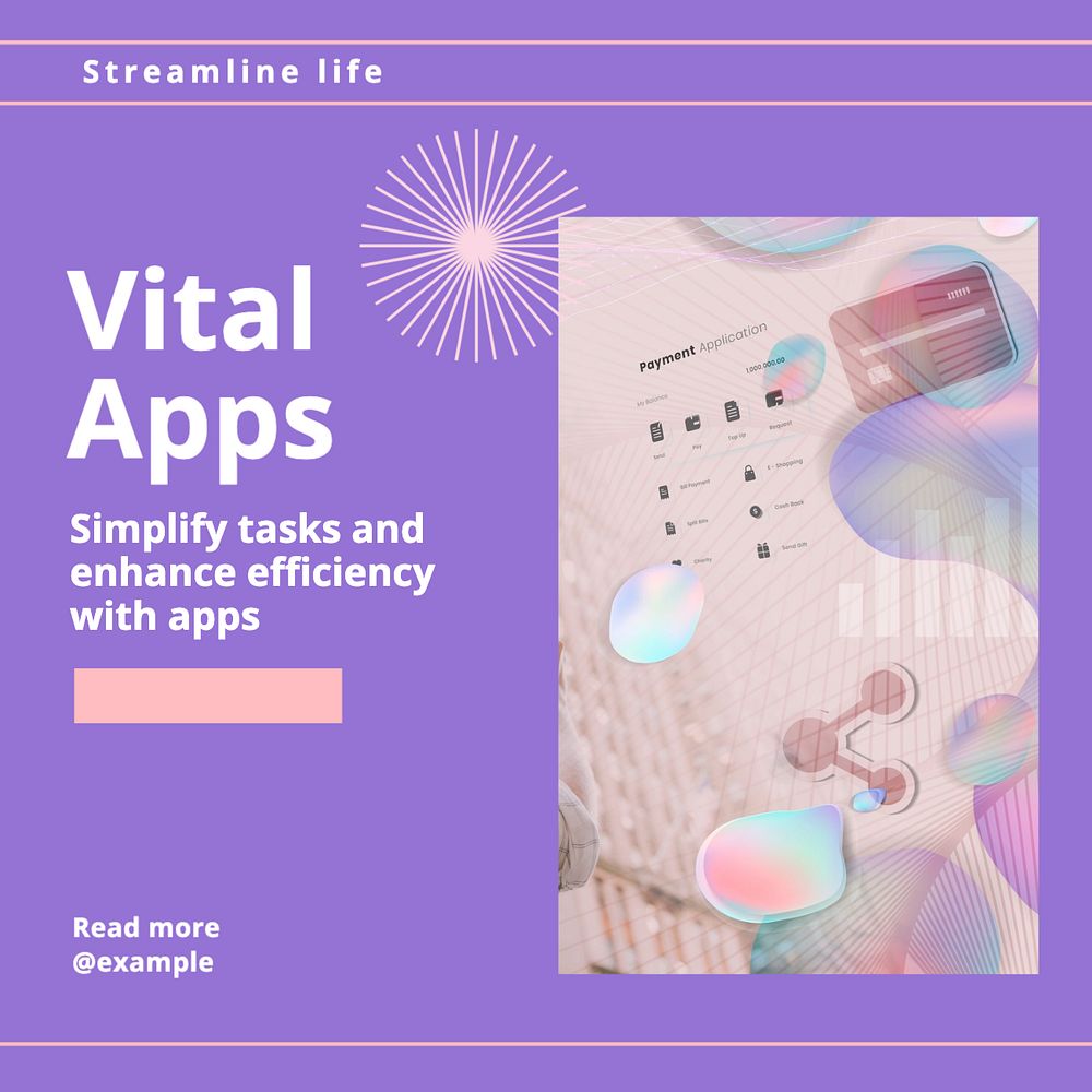 Vital apps Instagram post template, editable text