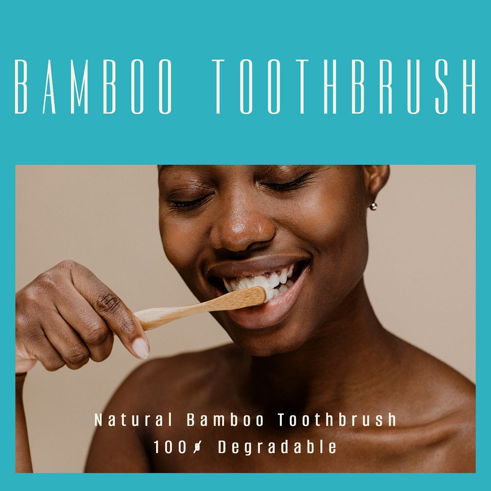 Bamboo toothbrush Instagram post template, editable text