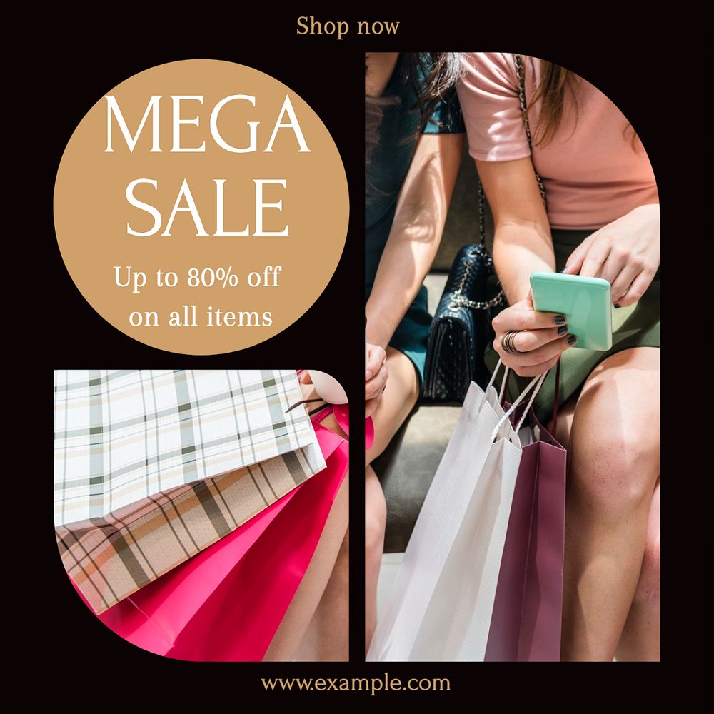 Mega sale Instagram post template, editable text