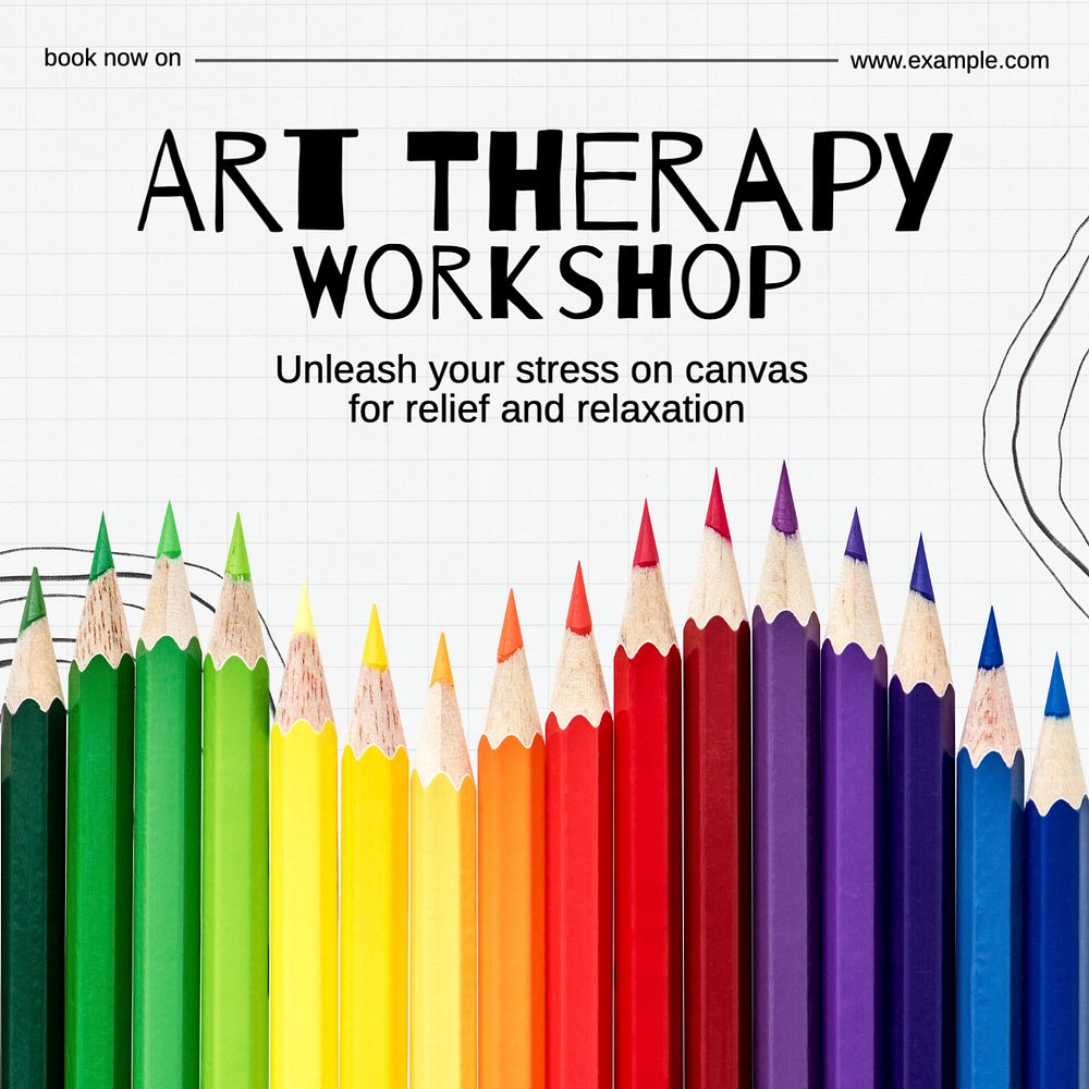 Art therapy Instagram post template, editable text