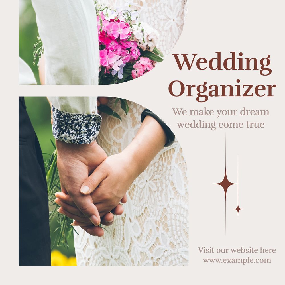 Wedding organizer Instagram post template, editable text