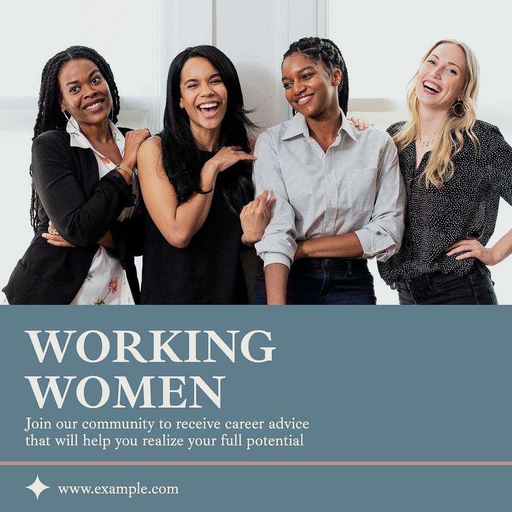 Working women  Instagram post template, editable text