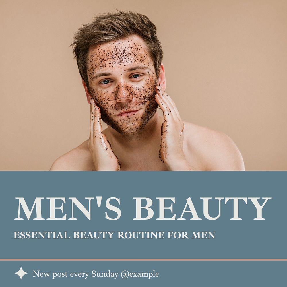 Men's beauty Instagram post template, editable text