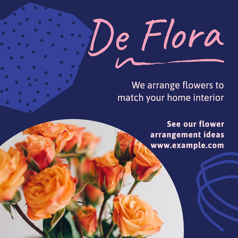 Flower arrangement Instagram post template, editable text