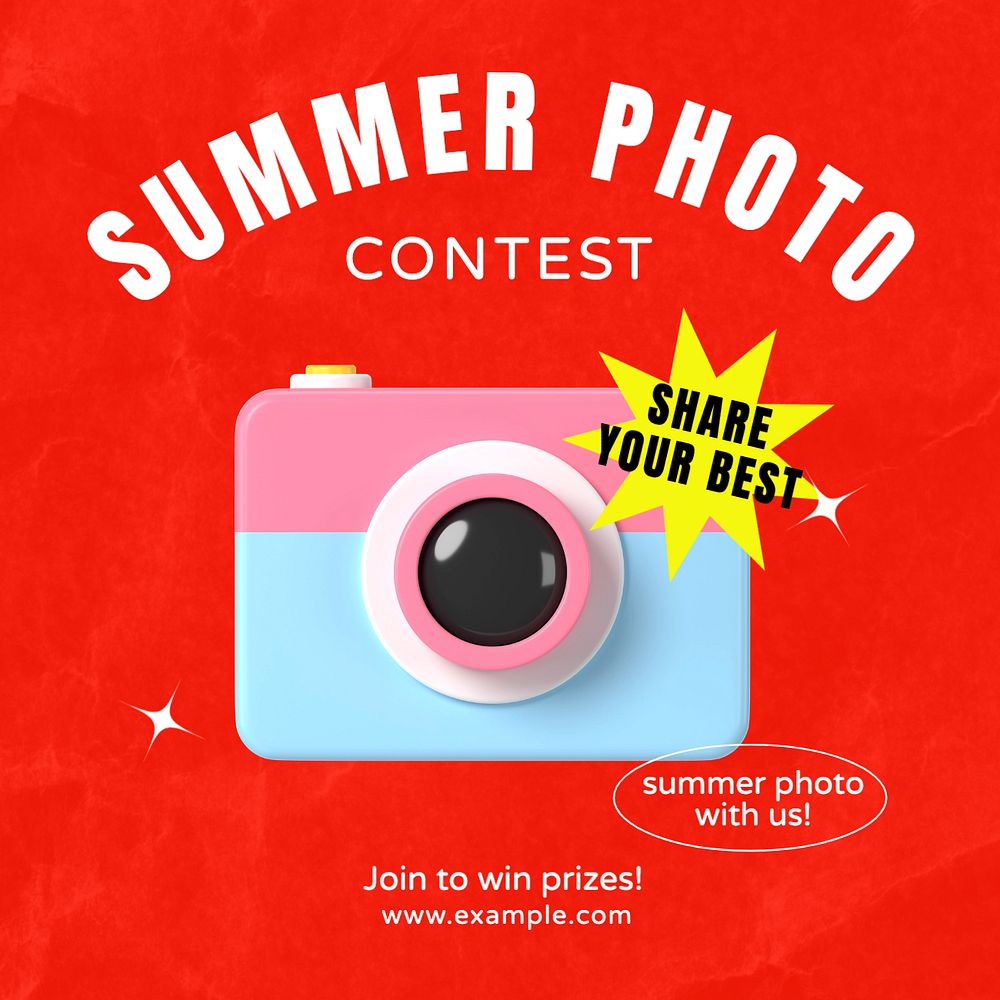 Summer photo contest Instagram post template, editable text