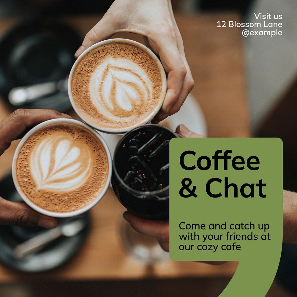 Coffee & chat Instagram post template, editable text