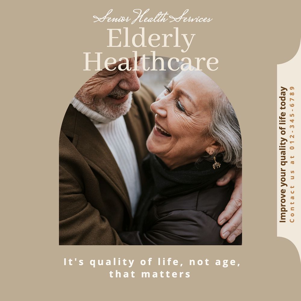 Elderly healthcare Instagram post template, editable text