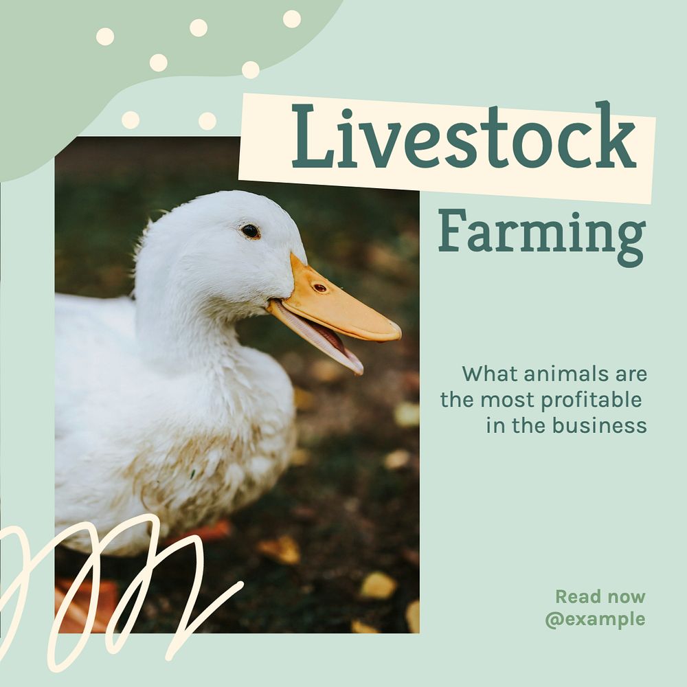 Livestock farming Instagram post template, editable text