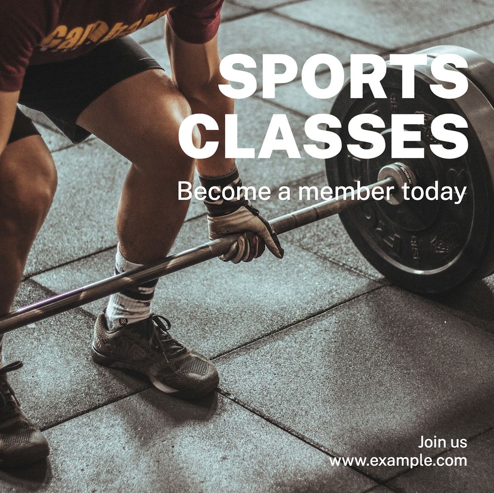 Sports classes Instagram post template, editable text