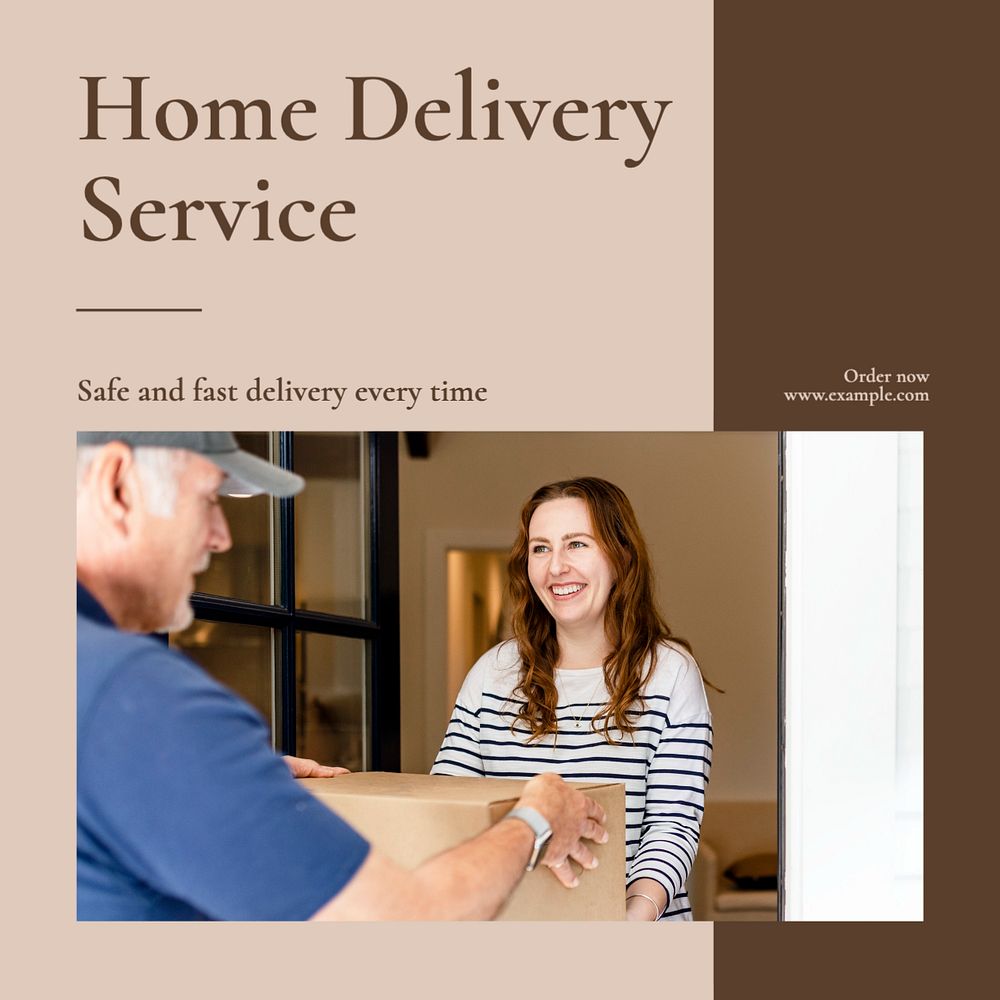 Delivery service Instagram post template, editable text