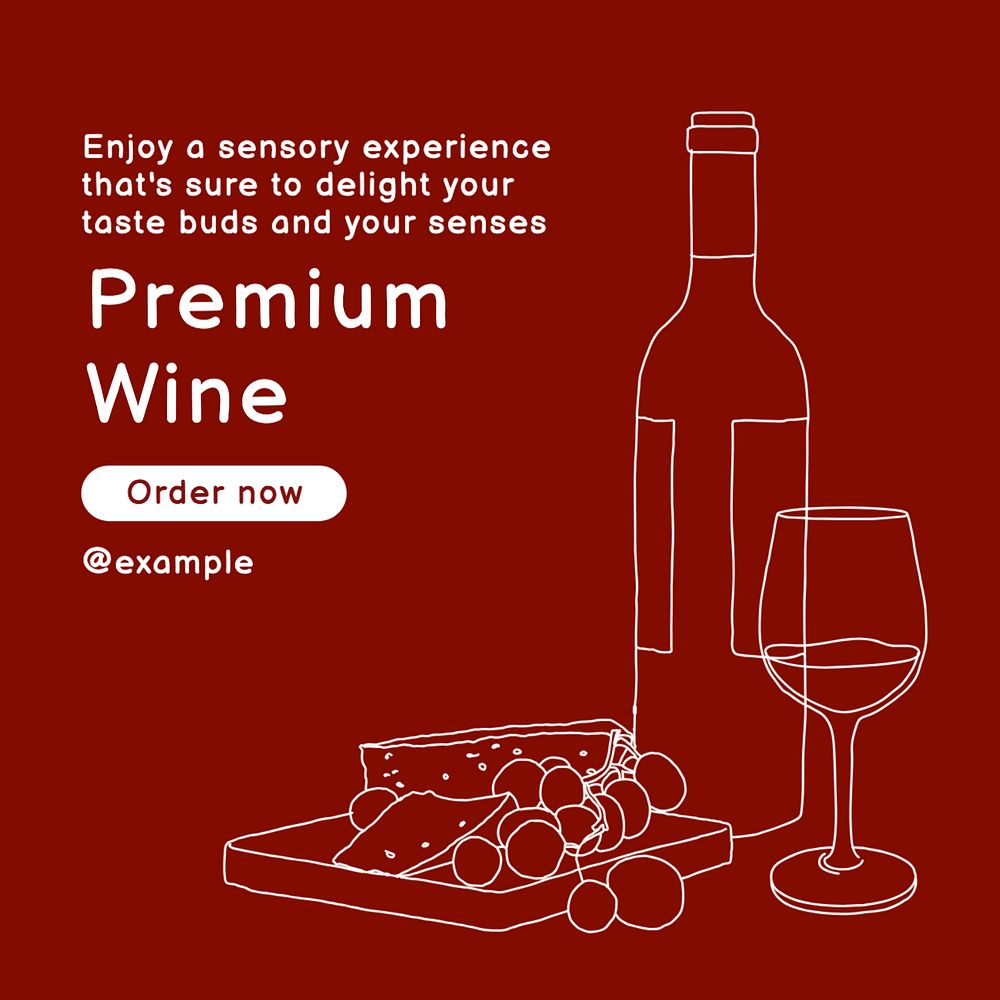 Premium wine Instagram post template, editable text