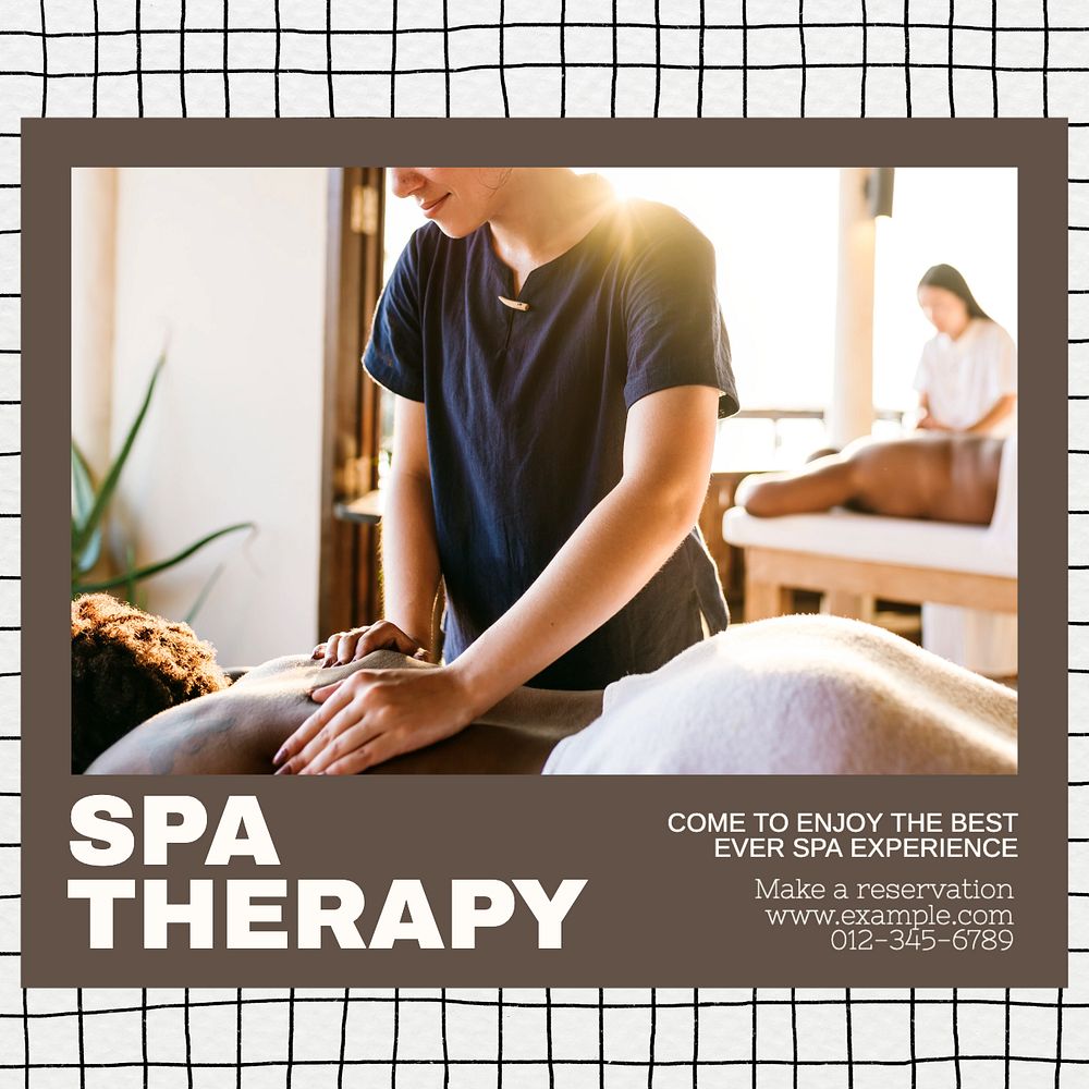 Spa therapy Instagram post template, editable text