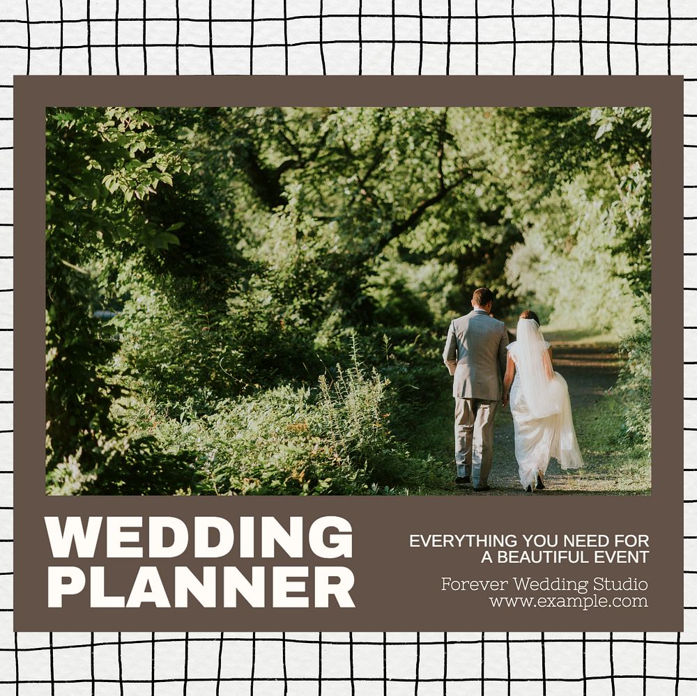 Wedding planner Instagram post template, editable text